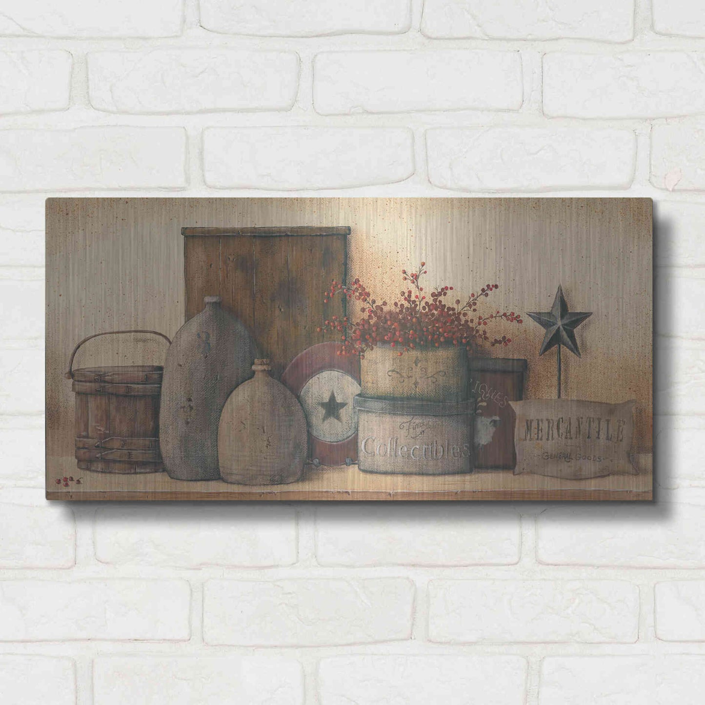 Luxe Metal Art 'Antique Treasures I' by Pam Britton, Metal Wall Art,24x12