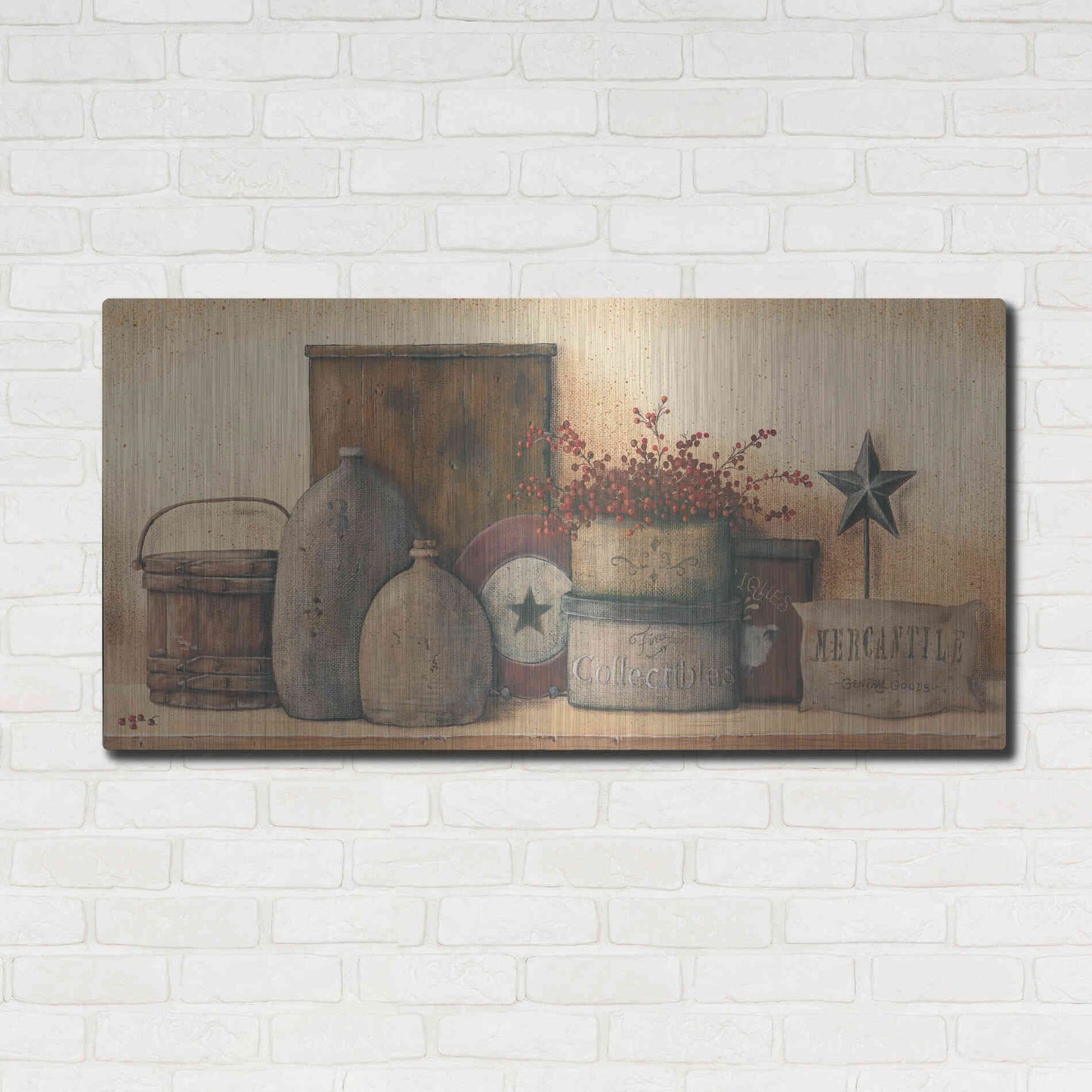 Luxe Metal Art 'Antique Treasures I' by Pam Britton, Metal Wall Art,48x24