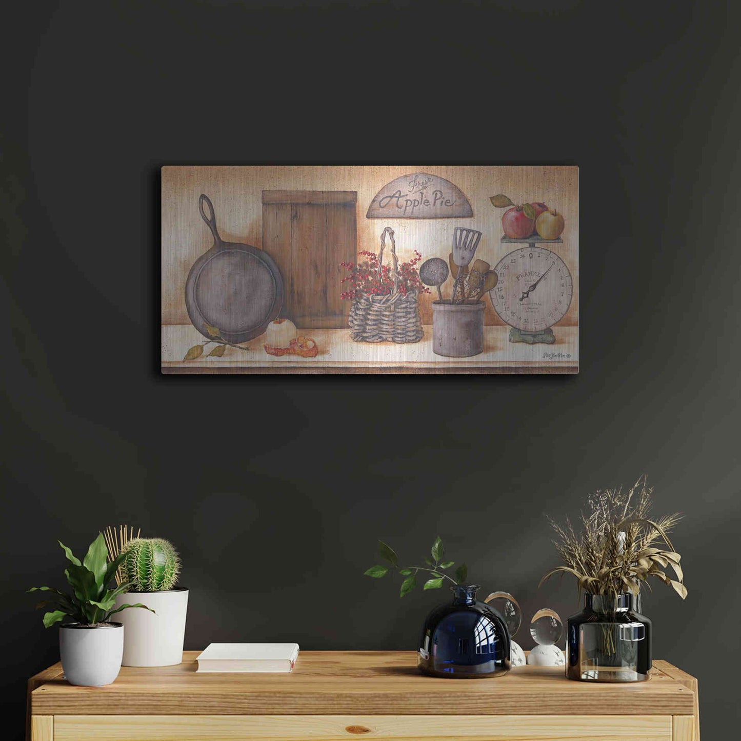 Luxe Metal Art 'Farm Kitchen I revised' by Pam Britton, Metal Wall Art,24x12