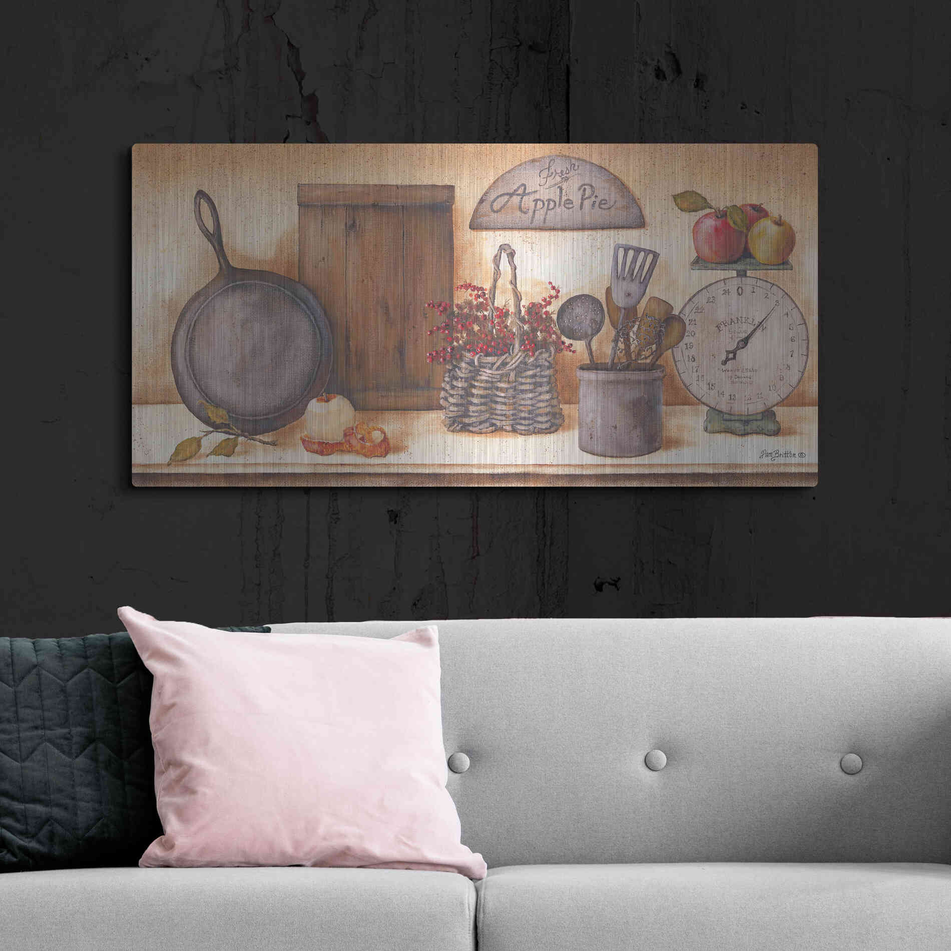 Luxe Metal Art 'Farm Kitchen I revised' by Pam Britton, Metal Wall Art,48x24