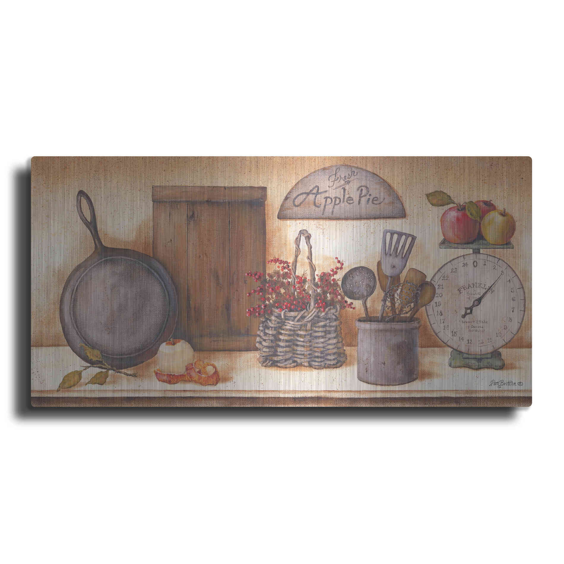 Luxe Metal Art 'Farm Kitchen I revised' by Pam Britton, Metal Wall Art