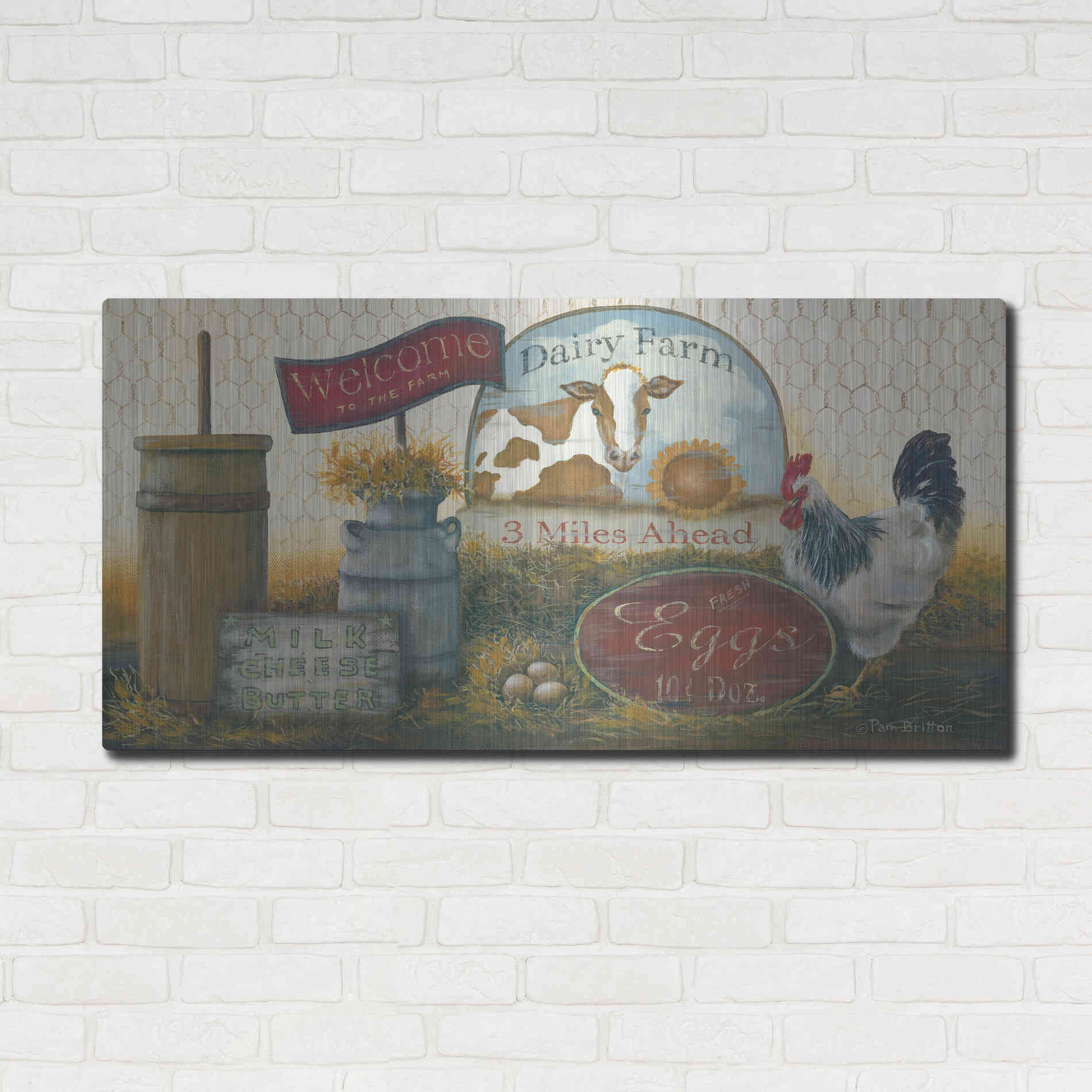 Luxe Metal Art 'Eggs & Cream II revised' by Pam Britton, Metal Wall Art,48x24