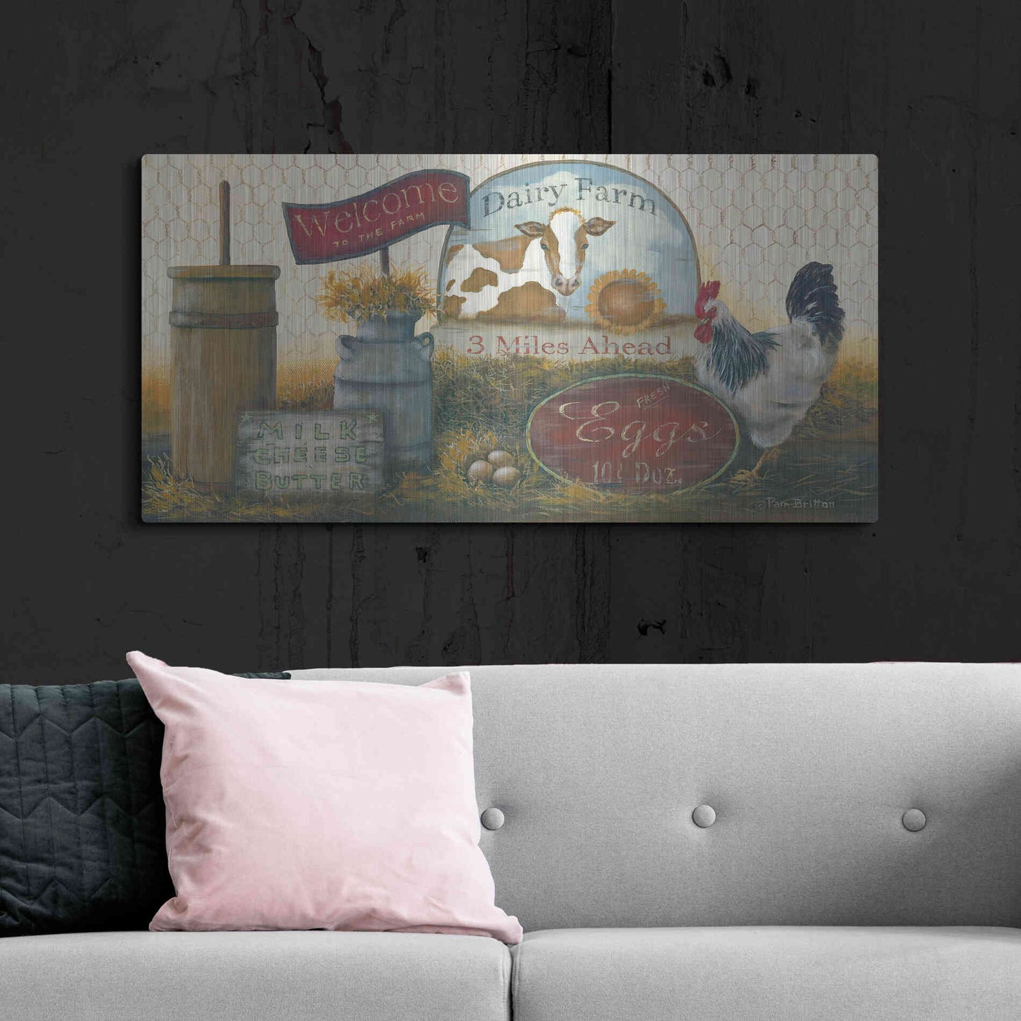 Luxe Metal Art 'Eggs & Cream II revised' by Pam Britton, Metal Wall Art,48x24