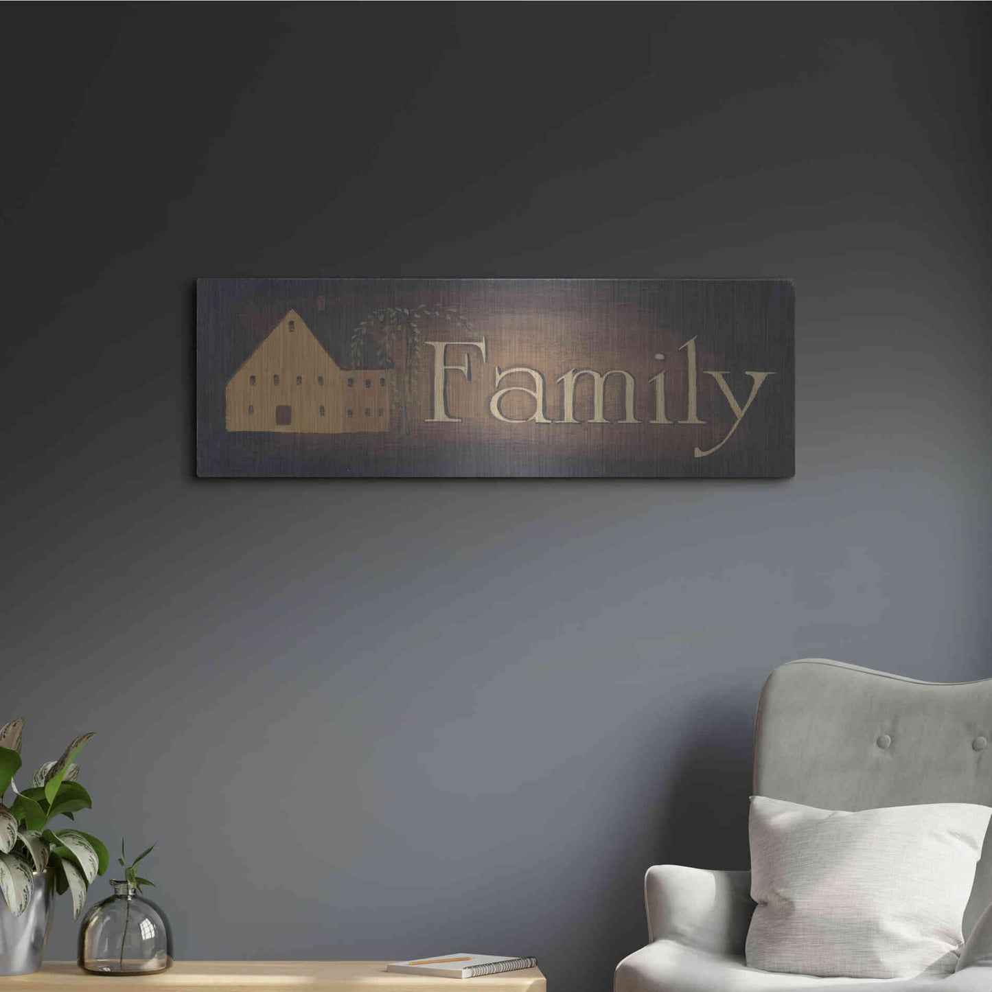 Luxe Metal Art 'Family revised' by Pam Britton, Metal Wall Art,36x12