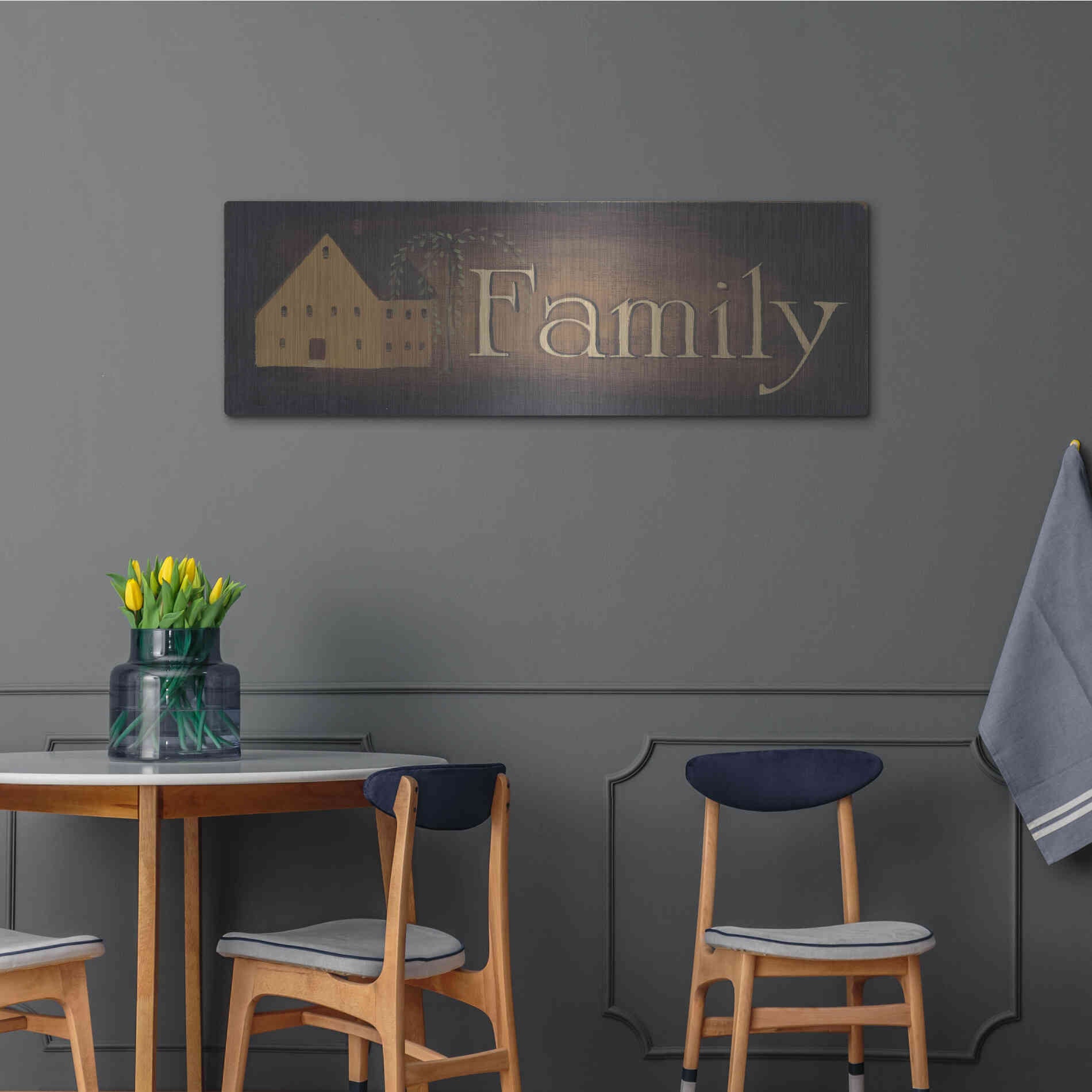 Luxe Metal Art 'Family revised' by Pam Britton, Metal Wall Art,48x16