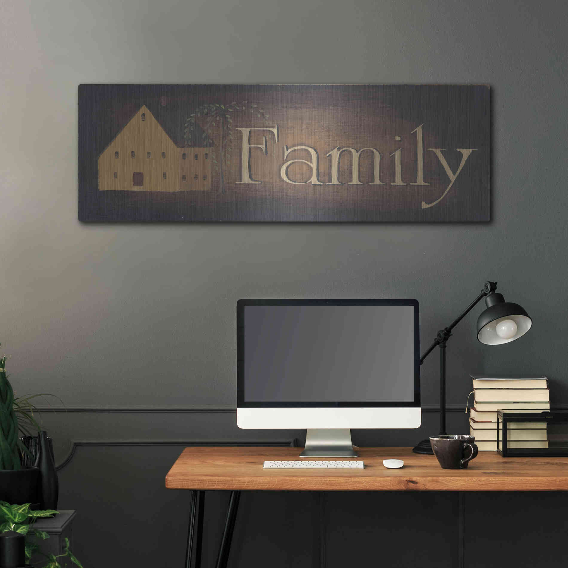 Luxe Metal Art 'Family revised' by Pam Britton, Metal Wall Art,48x16