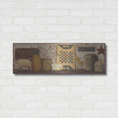 Luxe Metal Art 'Village Welcome' by Pam Britton, Metal Wall Art,36x12