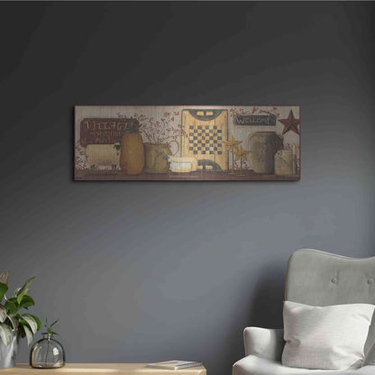 Luxe Metal Art 'Village Welcome' by Pam Britton, Metal Wall Art,36x12