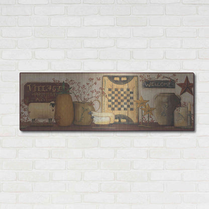 Luxe Metal Art 'Village Welcome' by Pam Britton, Metal Wall Art,48x16