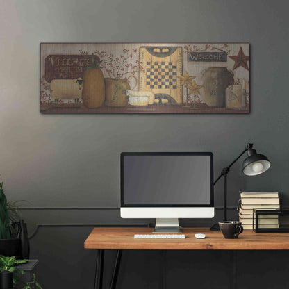 Luxe Metal Art 'Village Welcome' by Pam Britton, Metal Wall Art,48x16