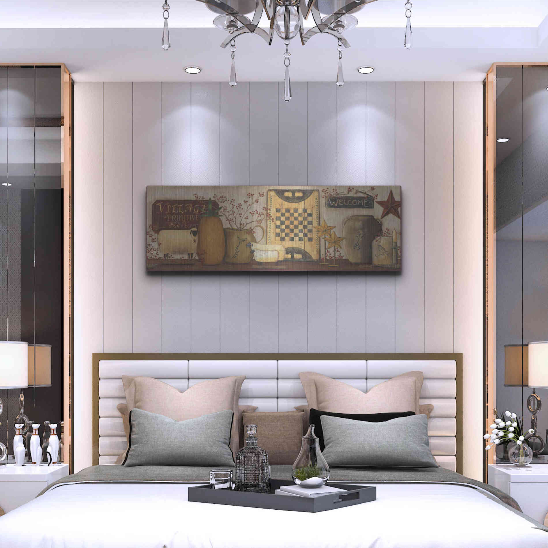 Luxe Metal Art 'Village Welcome' by Pam Britton, Metal Wall Art,48x16