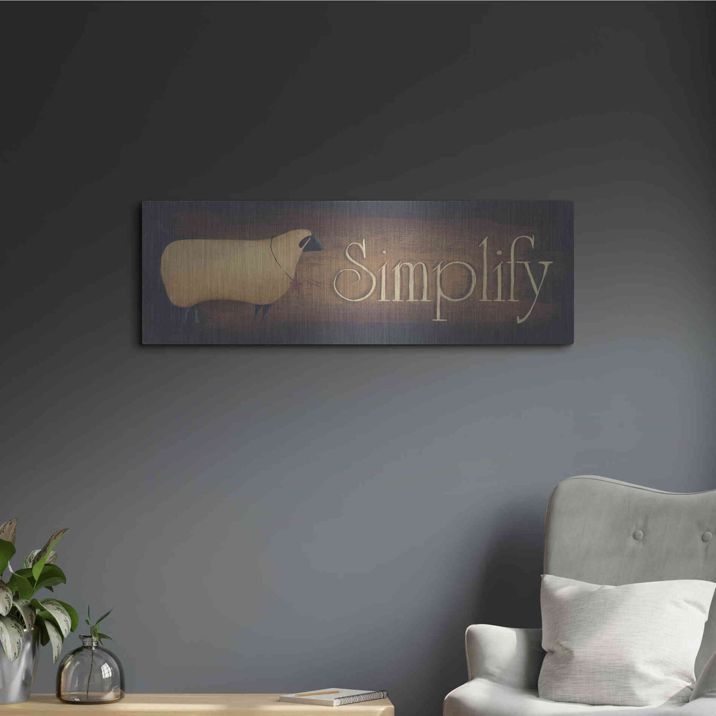 Luxe Metal Art 'Simplify II' by Pam Britton, Metal Wall Art,36x12