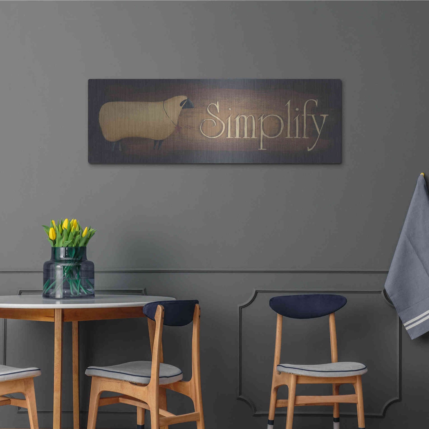 Luxe Metal Art 'Simplify II' by Pam Britton, Metal Wall Art,48x16