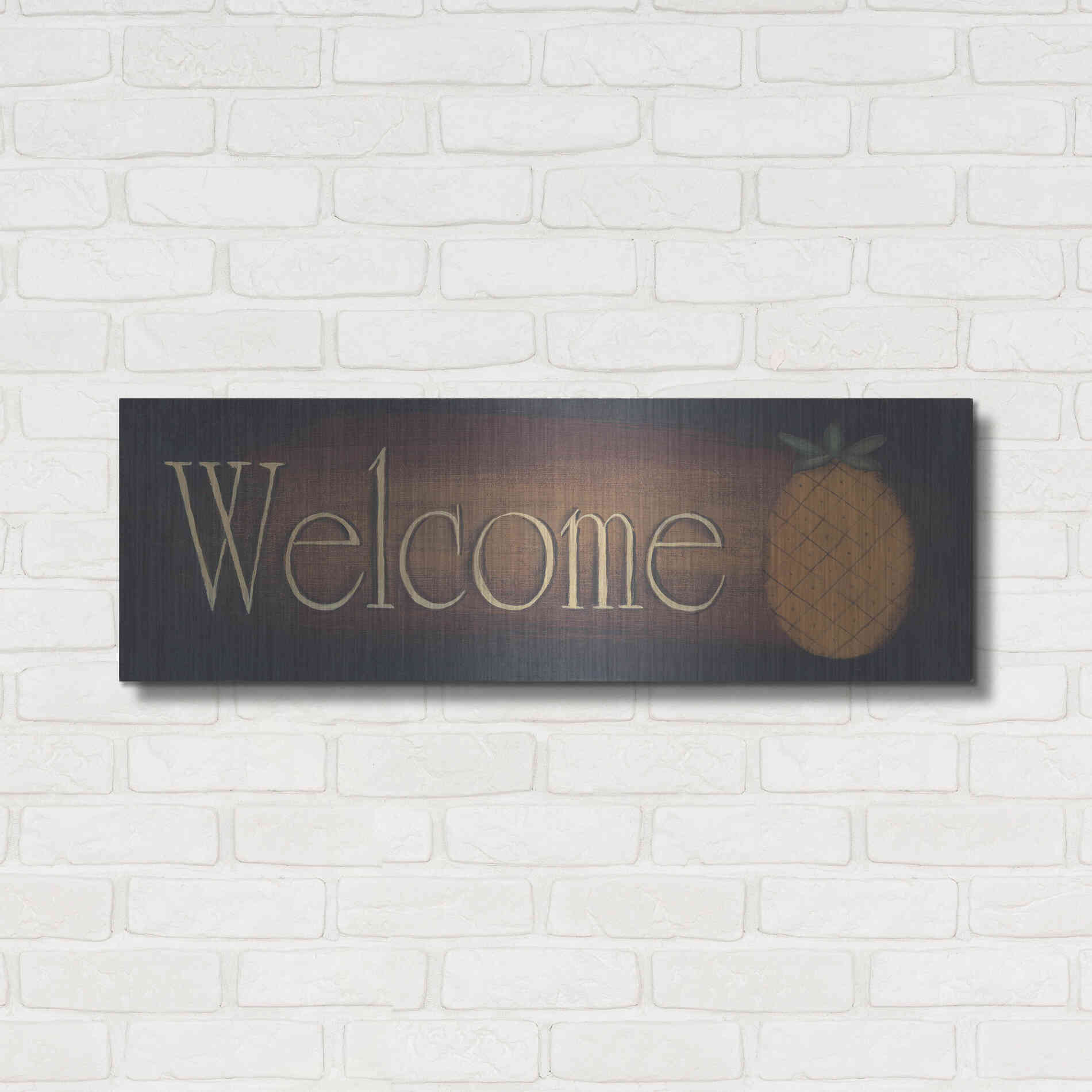 Luxe Metal Art 'Welcome II' by Pam Britton, Metal Wall Art,36x12