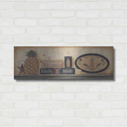 Luxe Metal Art 'Welcome Family & Friends' by Pam Britton, Metal Wall Art,36x12