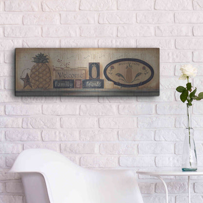Luxe Metal Art 'Welcome Family & Friends' by Pam Britton, Metal Wall Art,36x12