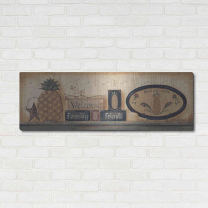 Luxe Metal Art 'Welcome Family & Friends' by Pam Britton, Metal Wall Art,48x16
