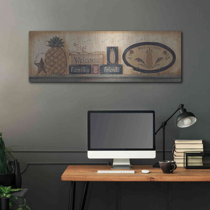 Luxe Metal Art 'Welcome Family & Friends' by Pam Britton, Metal Wall Art,48x16