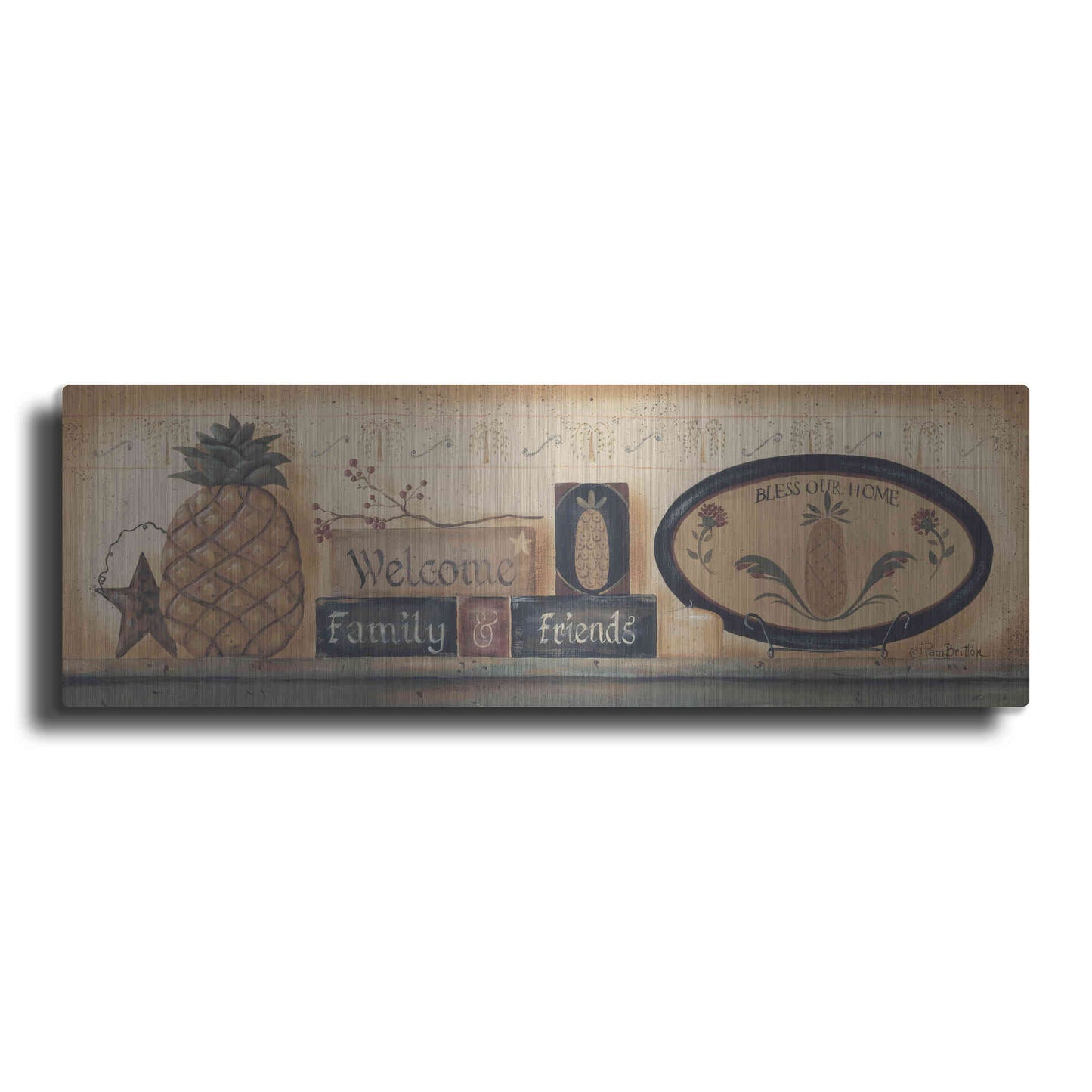 Luxe Metal Art 'Welcome Family & Friends' by Pam Britton, Metal Wall Art