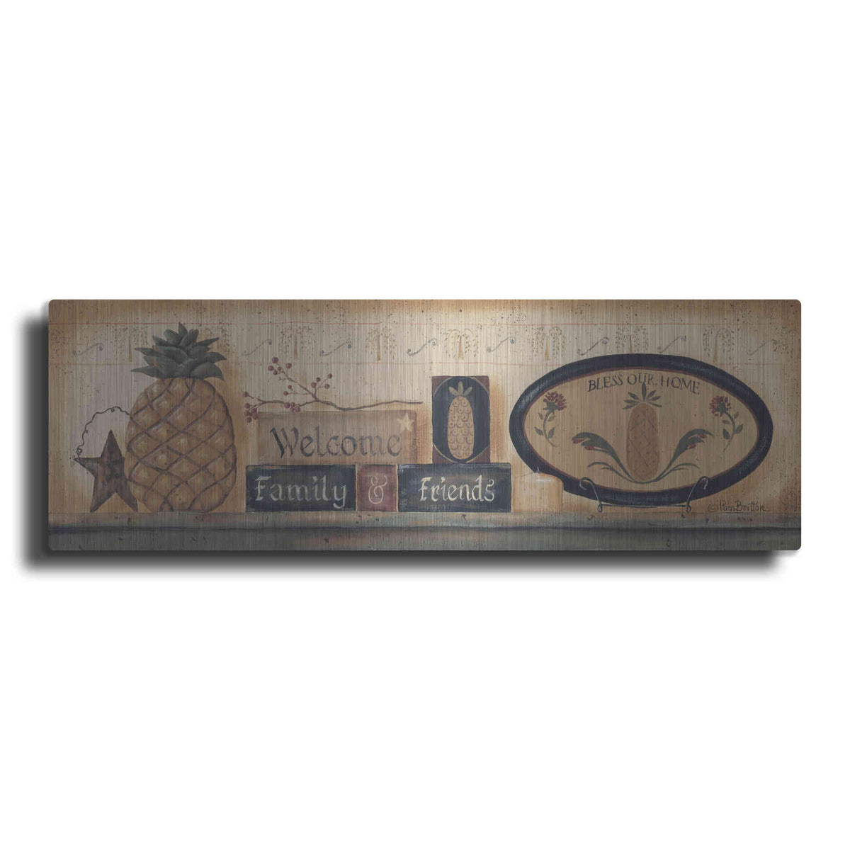 Luxe Metal Art 'Welcome Family & Friends' by Pam Britton, Metal Wall Art