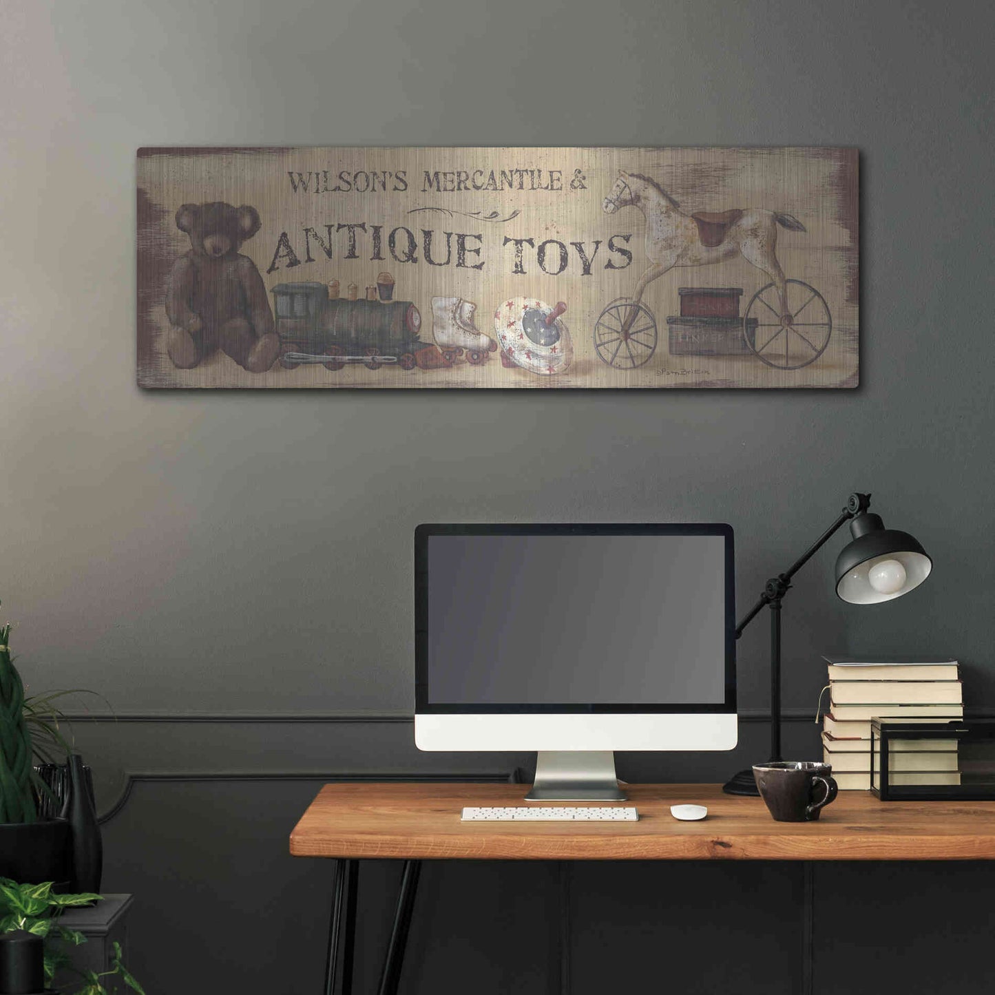 Luxe Metal Art 'Vintage Toys' by Pam Britton, Metal Wall Art,48x16