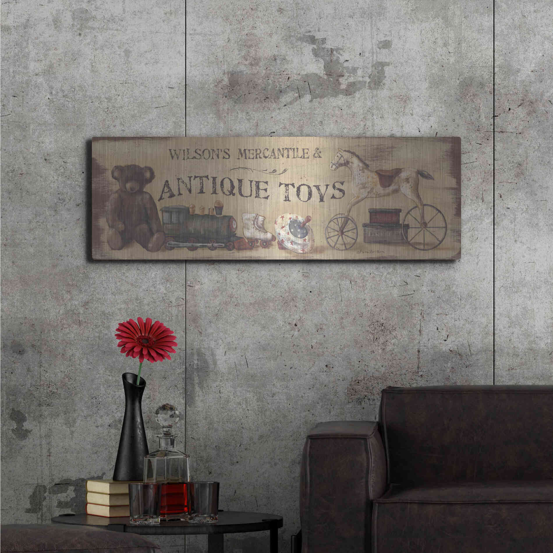 Luxe Metal Art 'Vintage Toys' by Pam Britton, Metal Wall Art,48x16