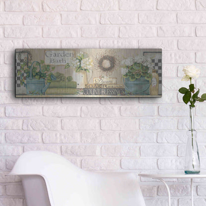 Luxe Metal Art 'Garden Bath, Dream-Soak-Relax' by Pam Britton, Metal Wall Art,36x12