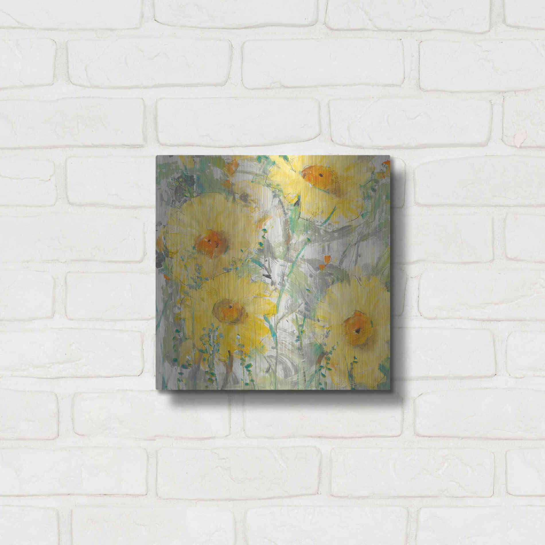 Luxe Metal Art 'Yellow Bunch II' by Tim O'Toole, Metal Wall Art,12x12