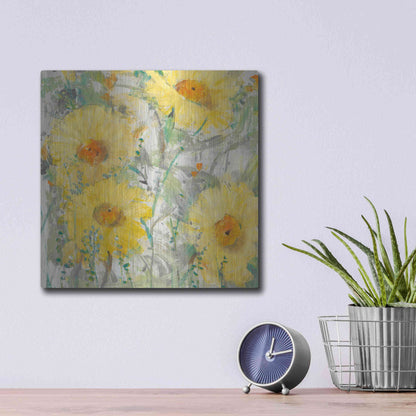 Luxe Metal Art 'Yellow Bunch II' by Tim O'Toole, Metal Wall Art,12x12