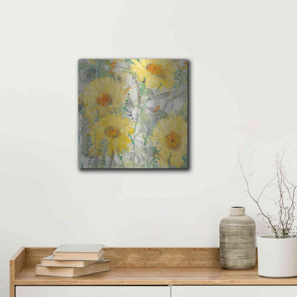 Luxe Metal Art 'Yellow Bunch II' by Tim O'Toole, Metal Wall Art,12x12