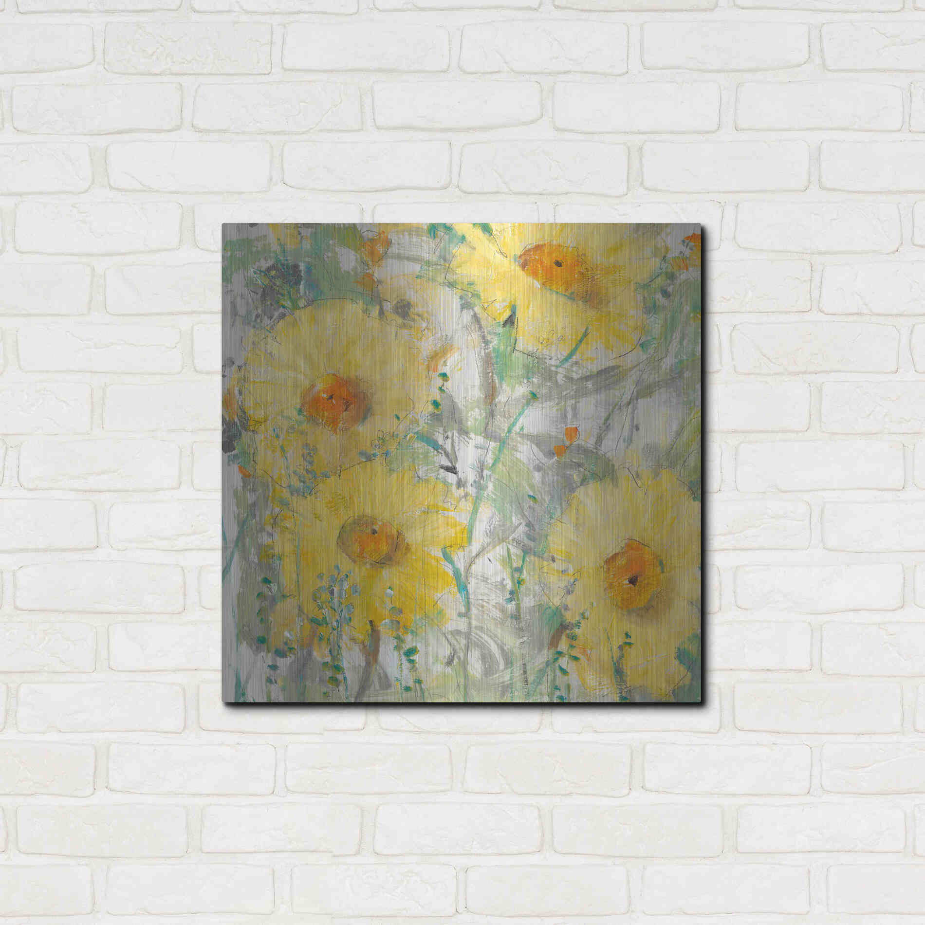 Luxe Metal Art 'Yellow Bunch II' by Tim O'Toole, Metal Wall Art,24x24