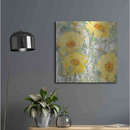 Luxe Metal Art 'Yellow Bunch II' by Tim O'Toole, Metal Wall Art,24x24