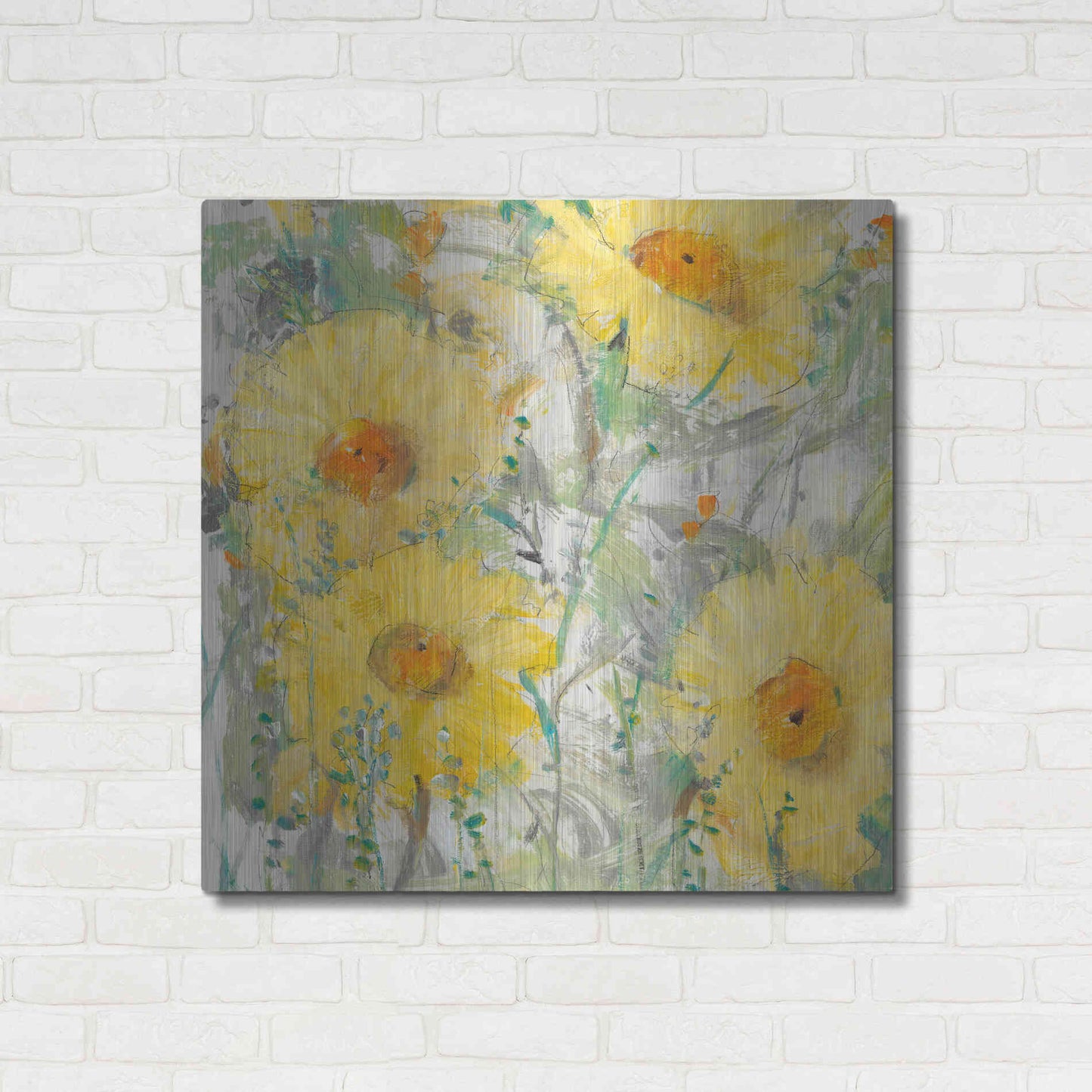 Luxe Metal Art 'Yellow Bunch II' by Tim O'Toole, Metal Wall Art,36x36