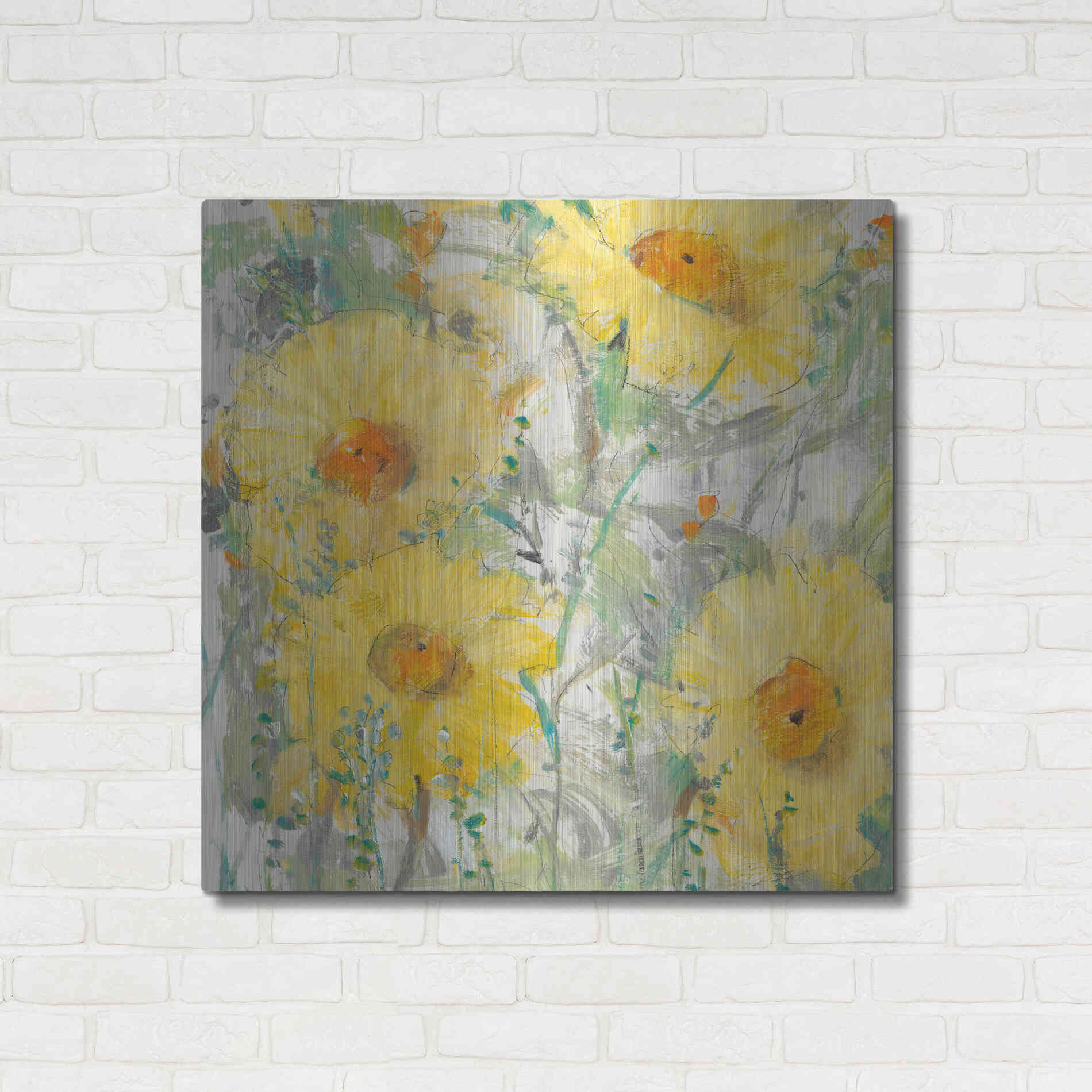 Luxe Metal Art 'Yellow Bunch II' by Tim O'Toole, Metal Wall Art,36x36