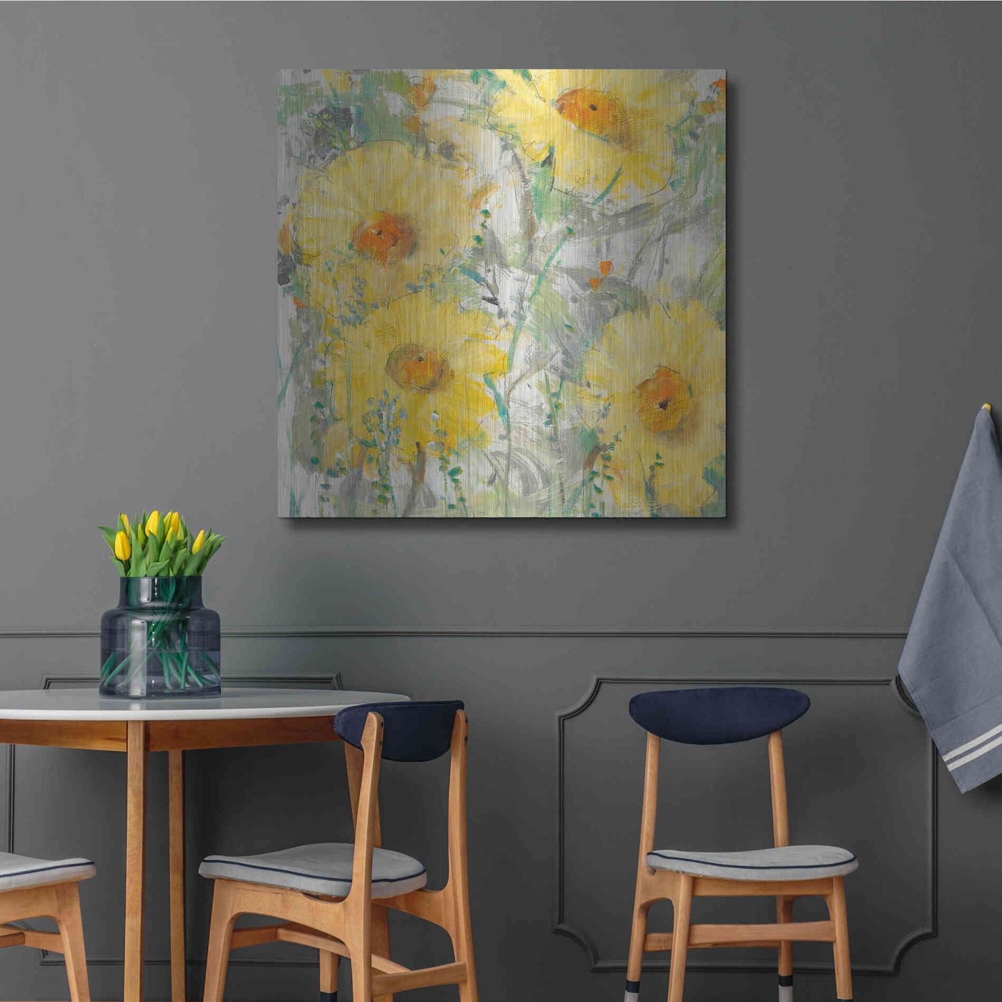 Luxe Metal Art 'Yellow Bunch II' by Tim O'Toole, Metal Wall Art,36x36