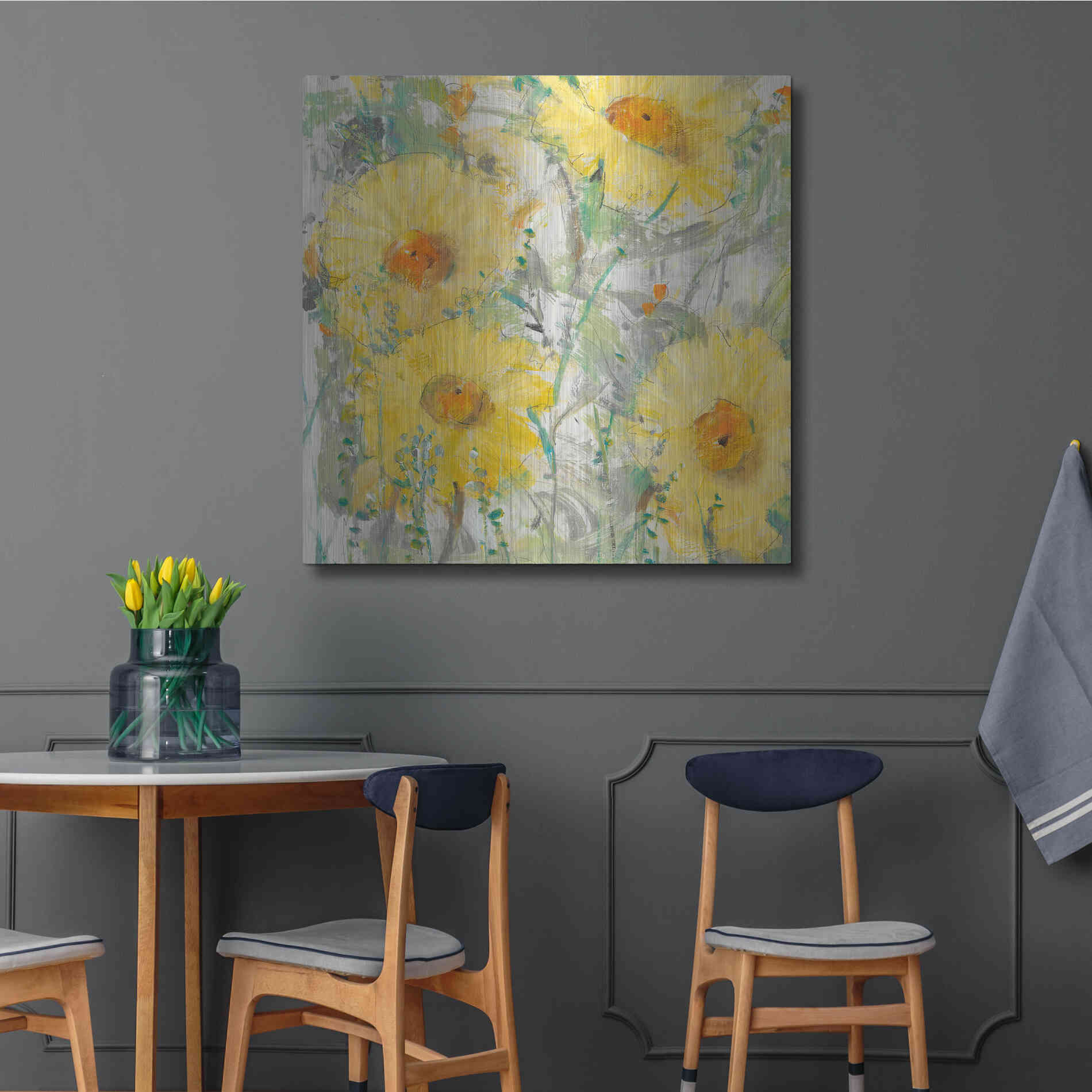 Luxe Metal Art 'Yellow Bunch II' by Tim O'Toole, Metal Wall Art,36x36