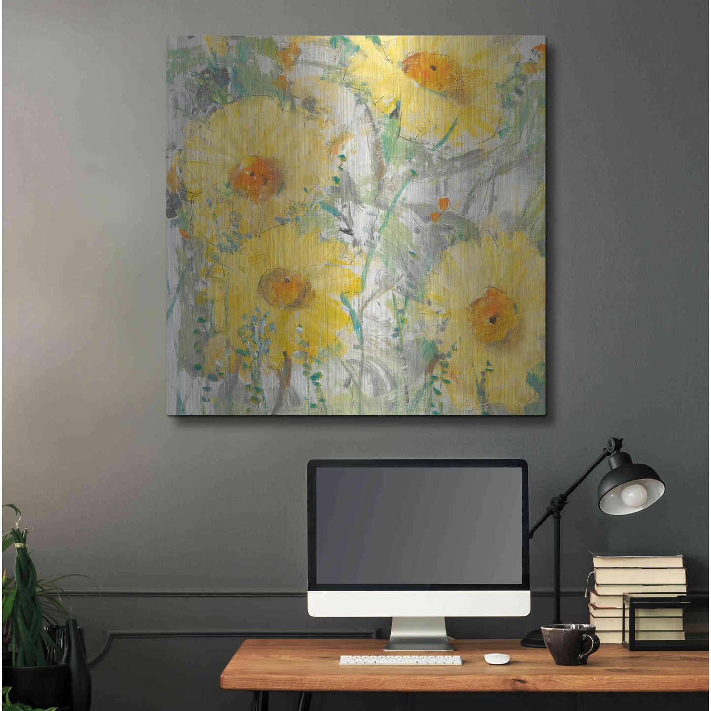 Luxe Metal Art 'Yellow Bunch II' by Tim O'Toole, Metal Wall Art,36x36