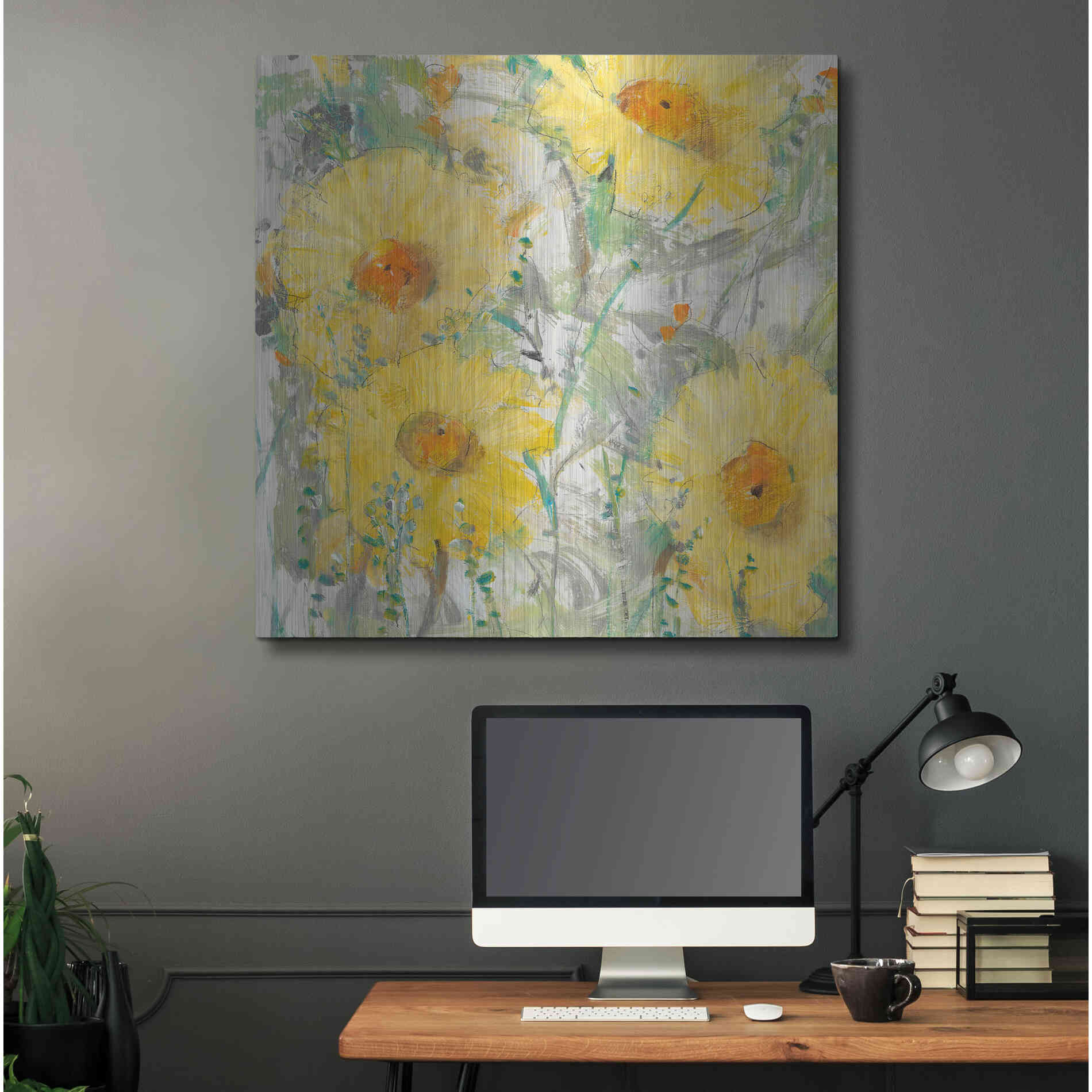 Luxe Metal Art 'Yellow Bunch II' by Tim O'Toole, Metal Wall Art,36x36