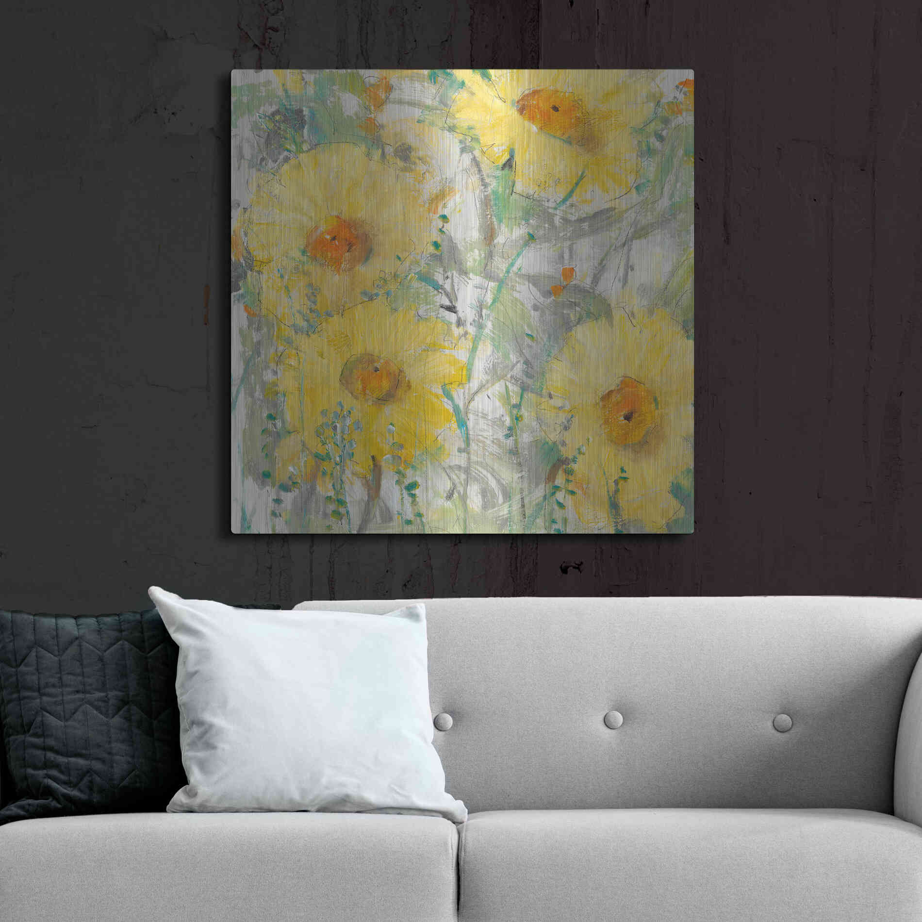 Luxe Metal Art 'Yellow Bunch II' by Tim O'Toole, Metal Wall Art,36x36