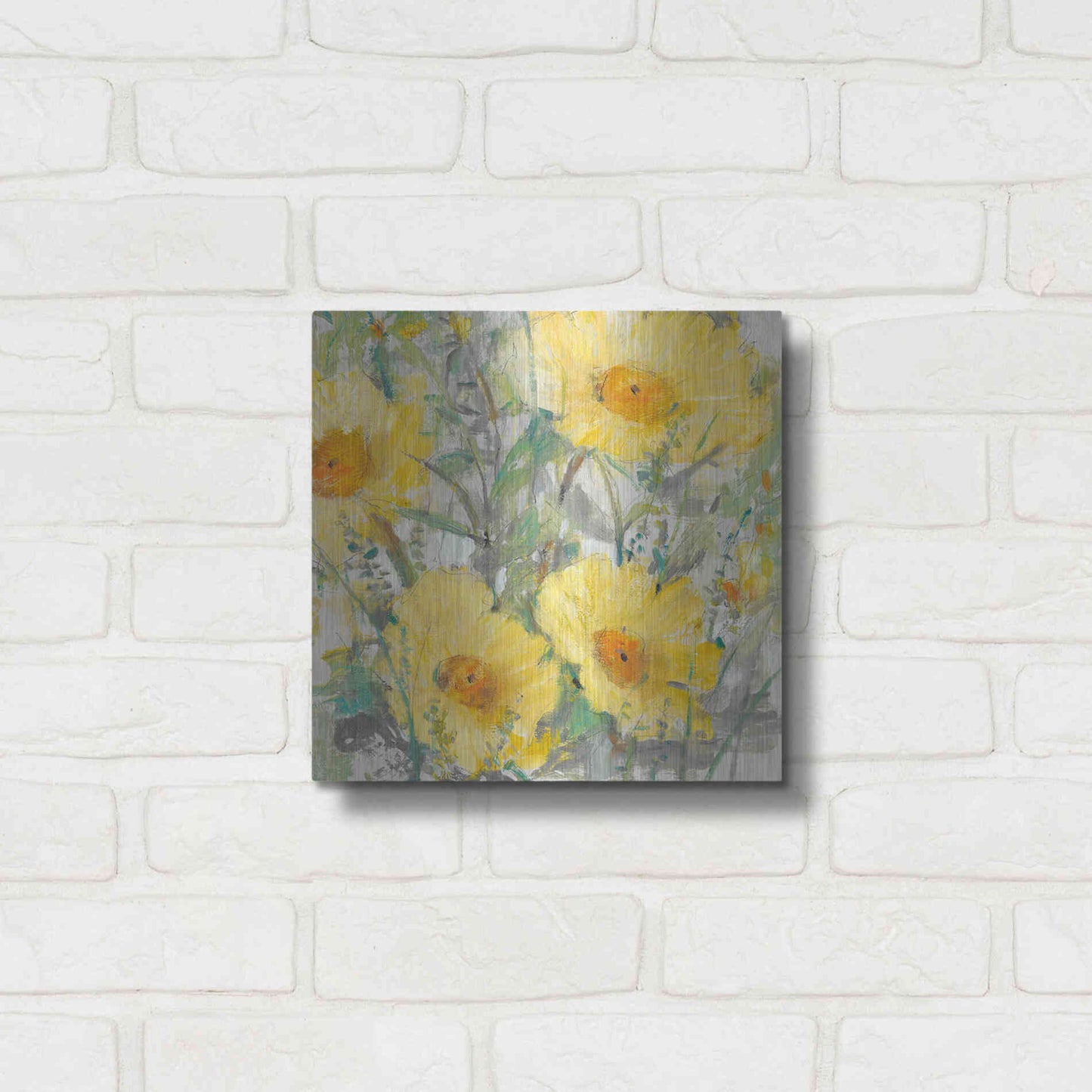 Luxe Metal Art 'Yellow Bunch I' by Tim O'Toole, Metal Wall Art,12x12