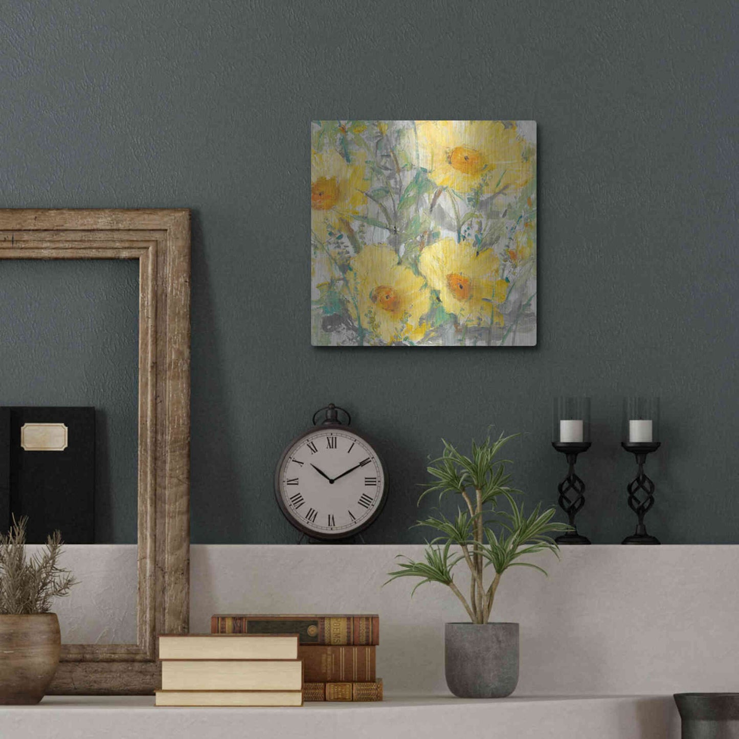 Luxe Metal Art 'Yellow Bunch I' by Tim O'Toole, Metal Wall Art,12x12