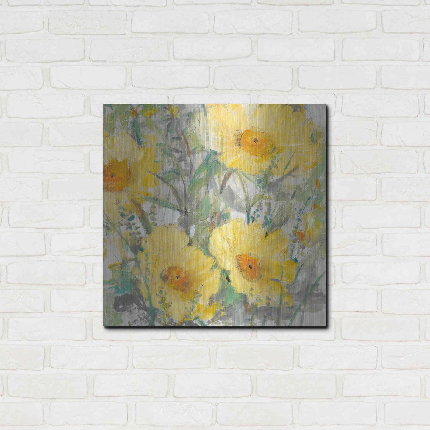 Luxe Metal Art 'Yellow Bunch I' by Tim O'Toole, Metal Wall Art,24x24