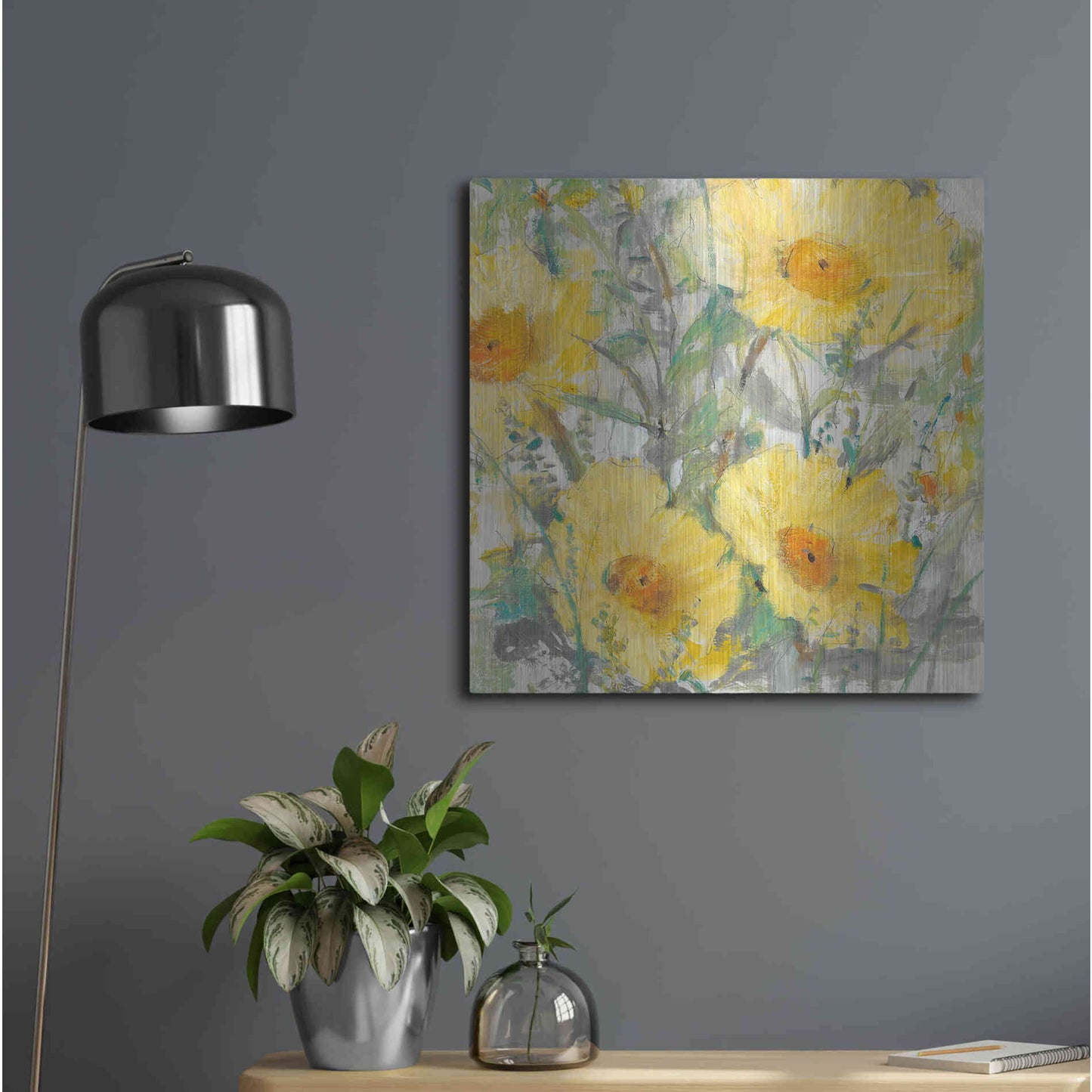 Luxe Metal Art 'Yellow Bunch I' by Tim O'Toole, Metal Wall Art,24x24