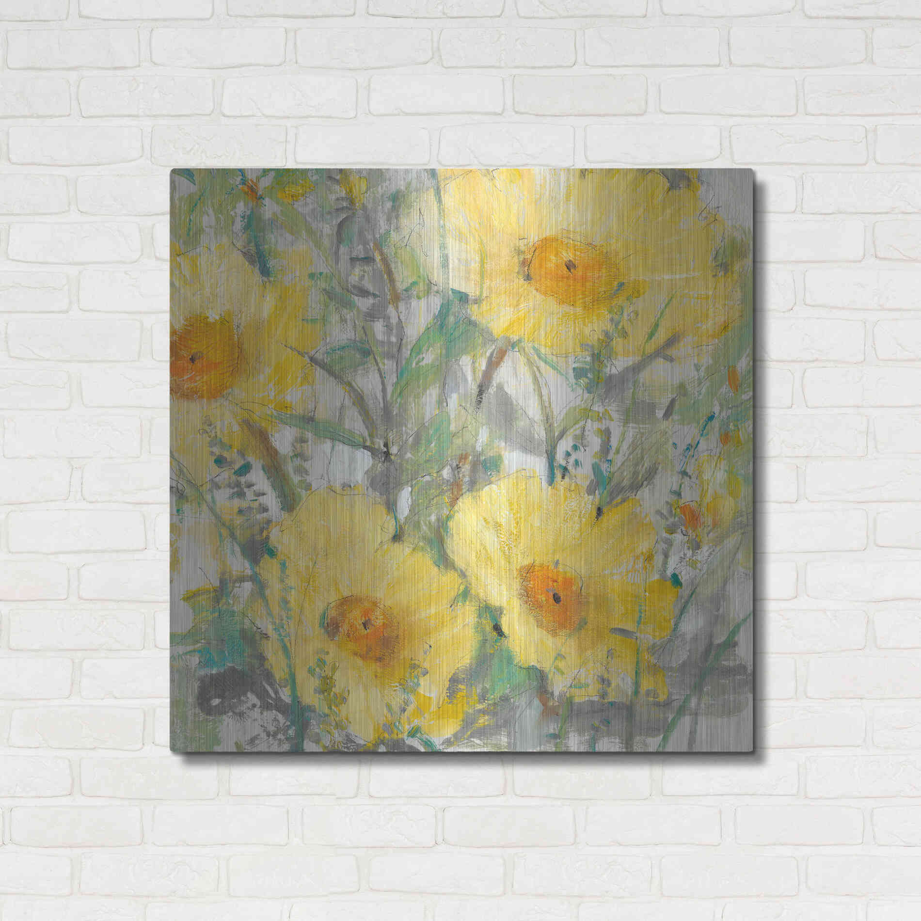 Luxe Metal Art 'Yellow Bunch I' by Tim O'Toole, Metal Wall Art,36x36