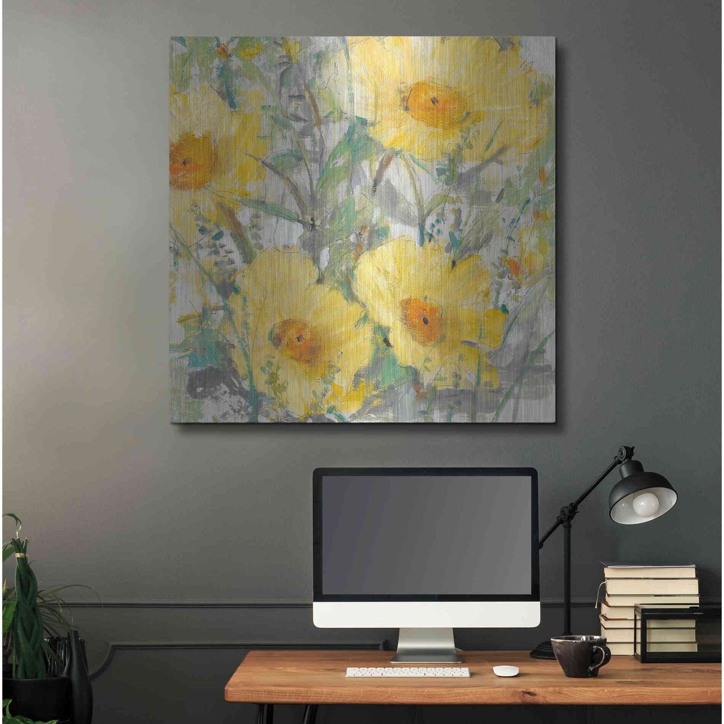 Luxe Metal Art 'Yellow Bunch I' by Tim O'Toole, Metal Wall Art,36x36