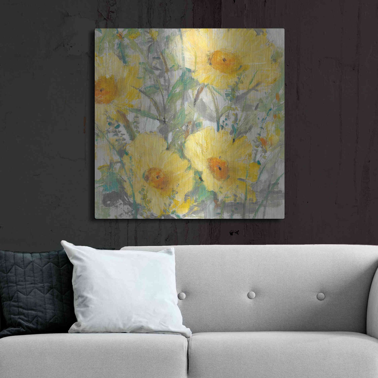 Luxe Metal Art 'Yellow Bunch I' by Tim O'Toole, Metal Wall Art,36x36