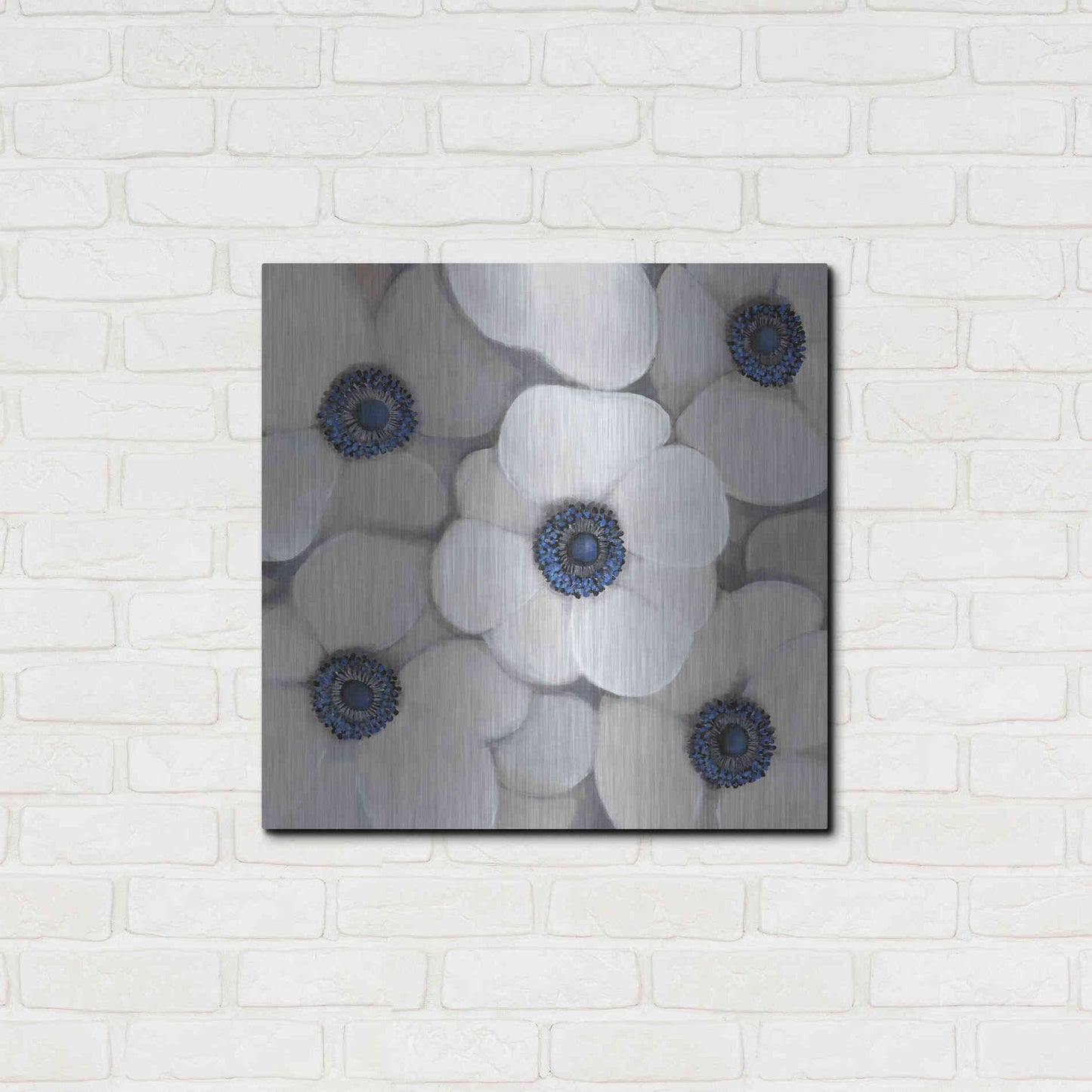 Luxe Metal Art 'White Anemone I' by Tim O'Toole, Metal Wall Art,24x24