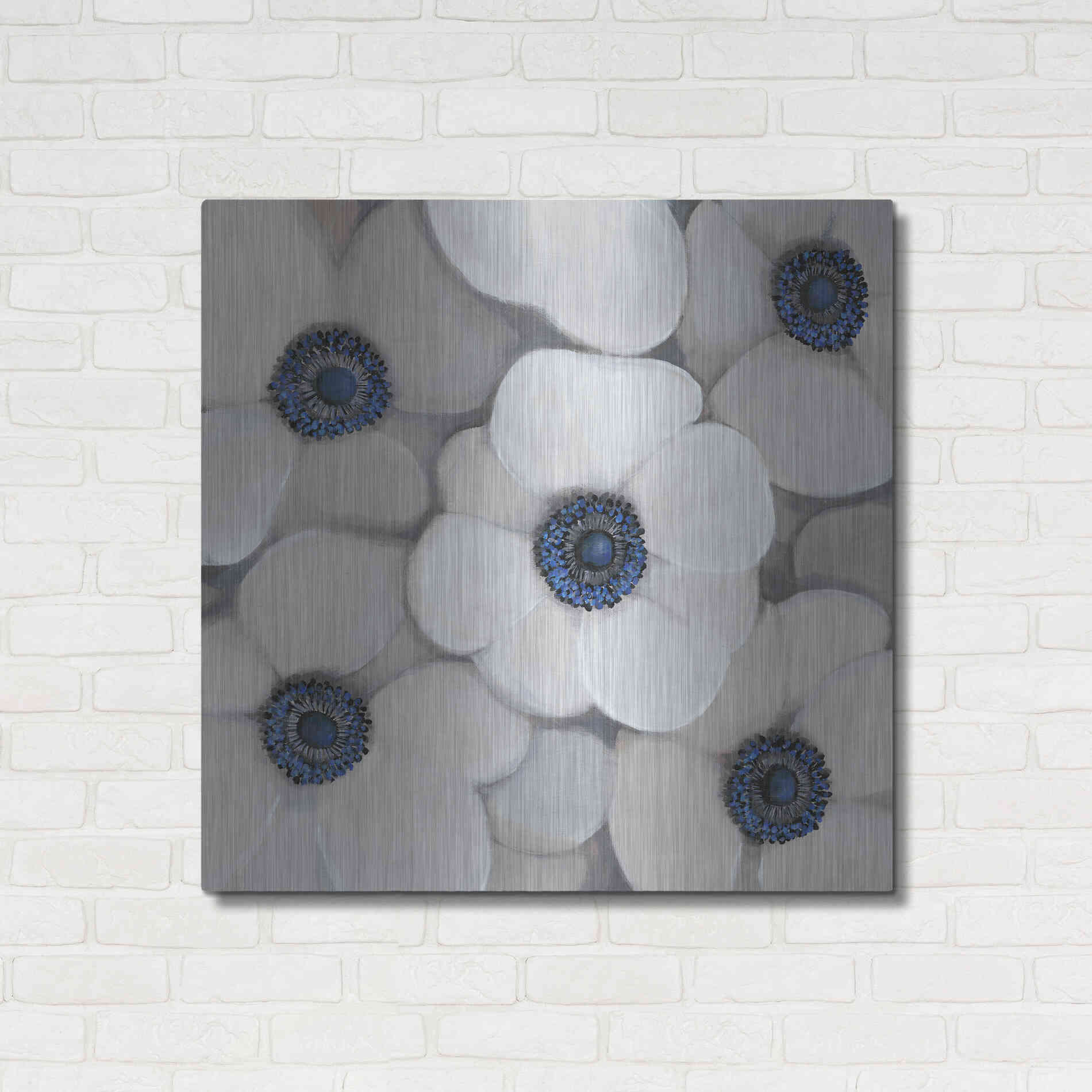 Luxe Metal Art 'White Anemone I' by Tim O'Toole, Metal Wall Art,36x36