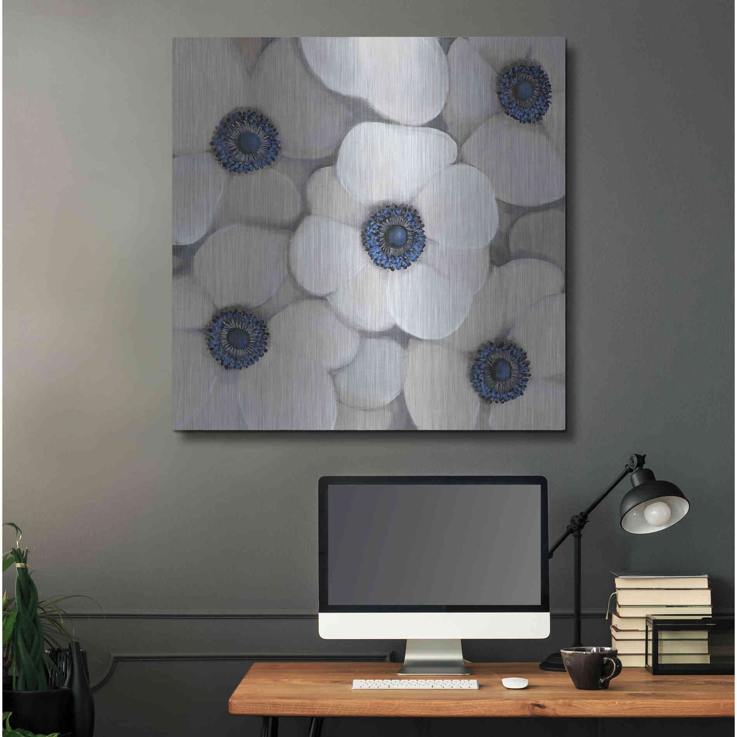 Luxe Metal Art 'White Anemone I' by Tim O'Toole, Metal Wall Art,36x36