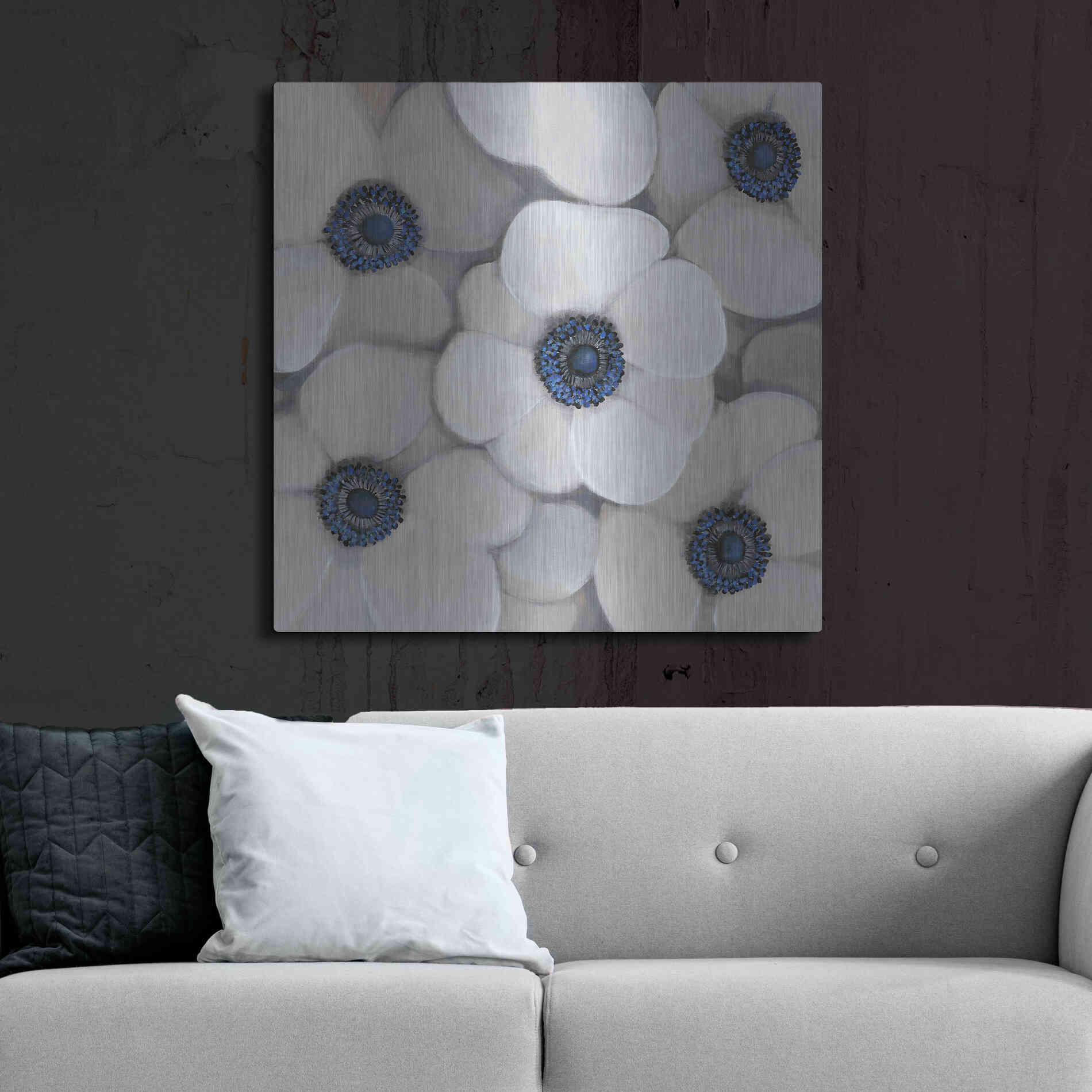 Luxe Metal Art 'White Anemone I' by Tim O'Toole, Metal Wall Art,36x36